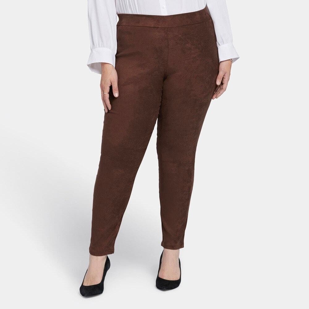 NYDJ Basic Legging Pants Stretch Faux Suede Plus Size 28W Dark Chocolate NWT